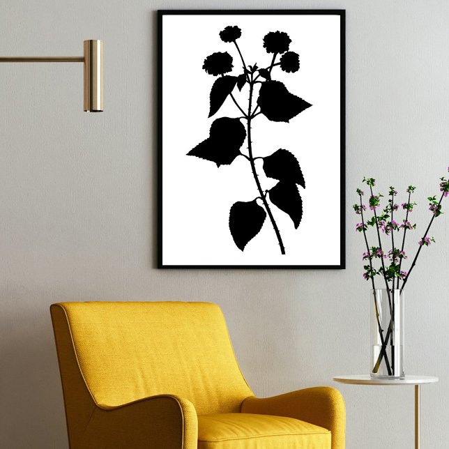 Modern Black Ink Abstract Wildflower Flower Art Poster (Modern Black Ink Abstract Wildflower Flower Art Poster)