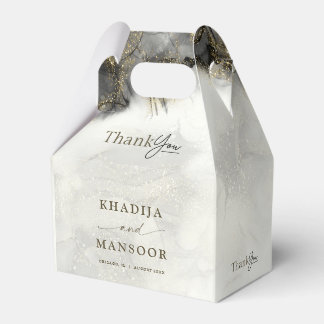 Modern Black Inked Gold Islamic Wedding Thank You Favour Box
