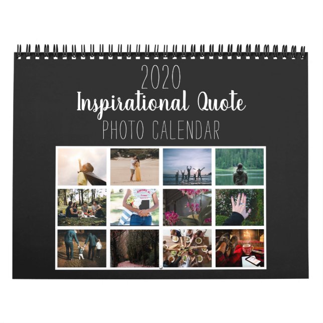 Modern Black Inspirational Quote 2020 Photo Calendar (Cover)