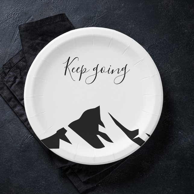 Modern Black Keep Going Simple Paper Plate (Creator Uploaded)