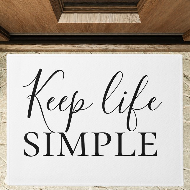 Modern Black Keep Life Simple Quote Doormat (Creator Uploaded)