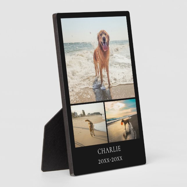 Modern Black Keepsake Custom Pet Collage Photo Plaque (Side)