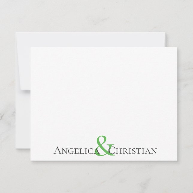 Modern Black Kelly Green Stripes Couple Stationery Card (Front)