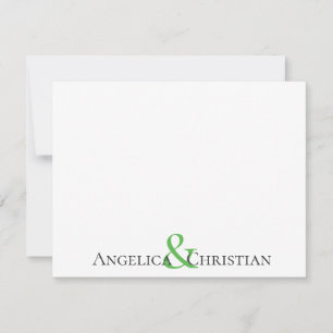 Modern Black Kelly Green Stripes Couple Stationery Card