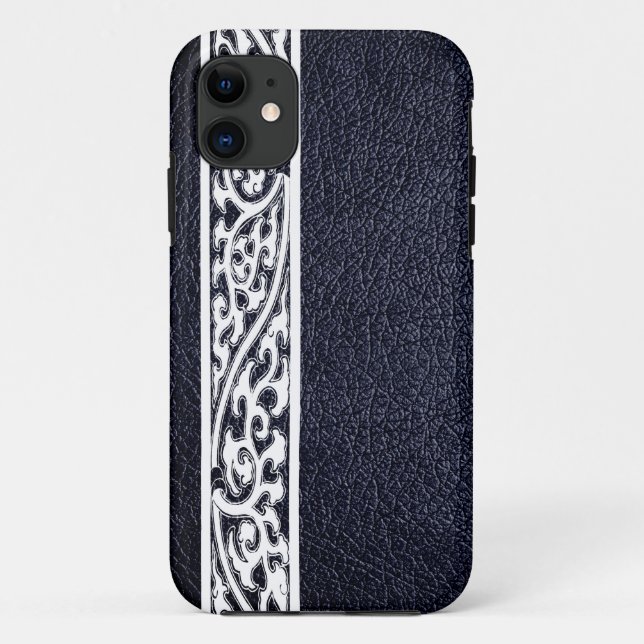 Modern Black Leather Case-Mate iPhone Case (Back)