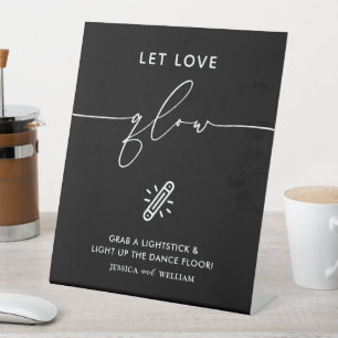 Modern black Let Love Glow Wedding Glow Stick Sign