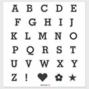 Modern Black Letters   Monogram Alphabet Stickers