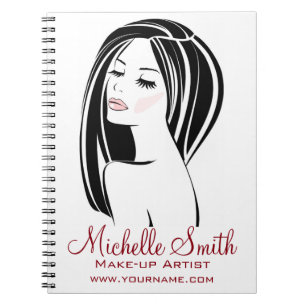 Modern Black Light Pink Chic Eyelash Makeup Artist Notebook