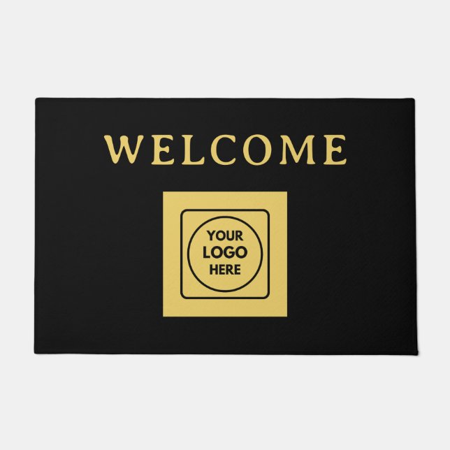 Modern Black Logo Business doormat (Front)
