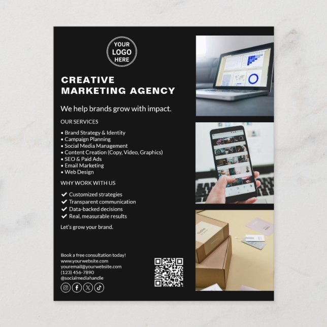 Modern Black Logo Marketing Creative Business Flyer (Front)