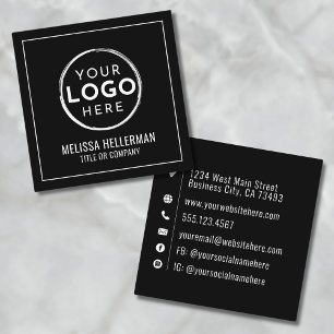 Modern Black Logo Professional Minimalist Square Business Card