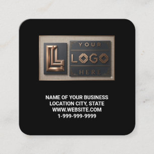 Modern Black Logo QR Code Scan Website Square Business Card