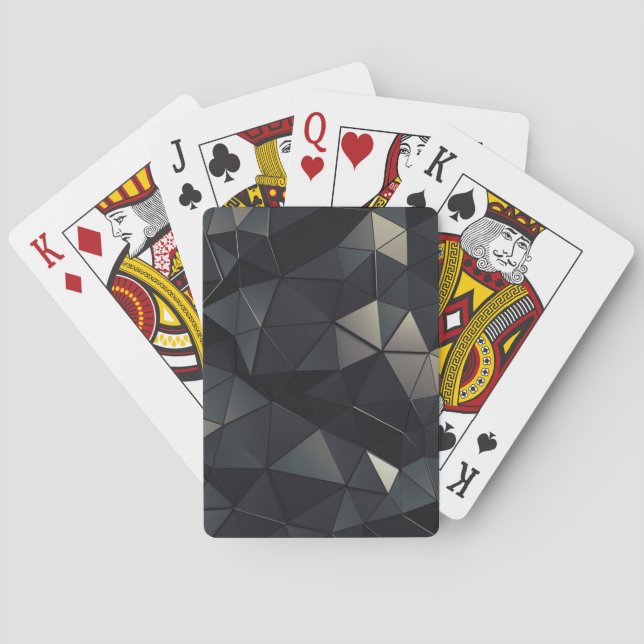 Modern Black Low-Poly Playing Cards (Back)