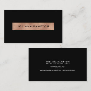 Modern Black Luxe rose gold metallic foil Business Card