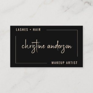 Modern Black Makeup Artist Beauty Professional Business Card