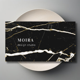 Modern Black Marble Business Card