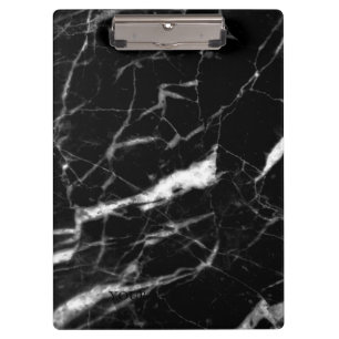 Modern Black Marble Designer Personalised Clipboard