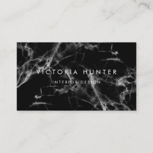 Modern Black Marble Simple Typography Business Card