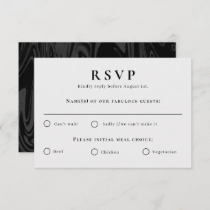 Modern black marble wedding Response Card