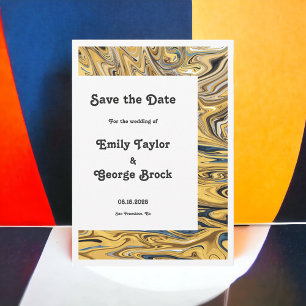 Modern Black Melted Gold Artistic Abstract Wedding Save The Date