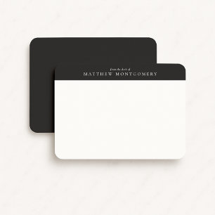 Modern black men’s name stationery note card