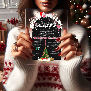 Modern Black Merry Christmas Graffiti Party  Acrylic Invitations