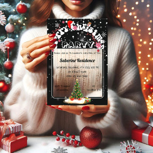 Modern Black Merry Christmas Graffiti Party  Acrylic Invitations