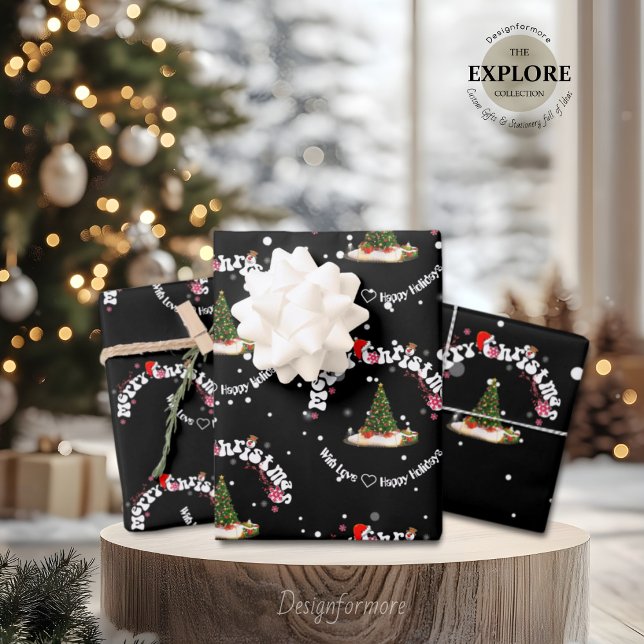 Modern Black Merry Christmas Graffiti  Wrapping Paper Sheet (Creator Uploaded)