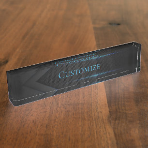 Modern Black Mesh Nameplate