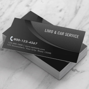 Modern Black Metal Limo & Car Service Business Card