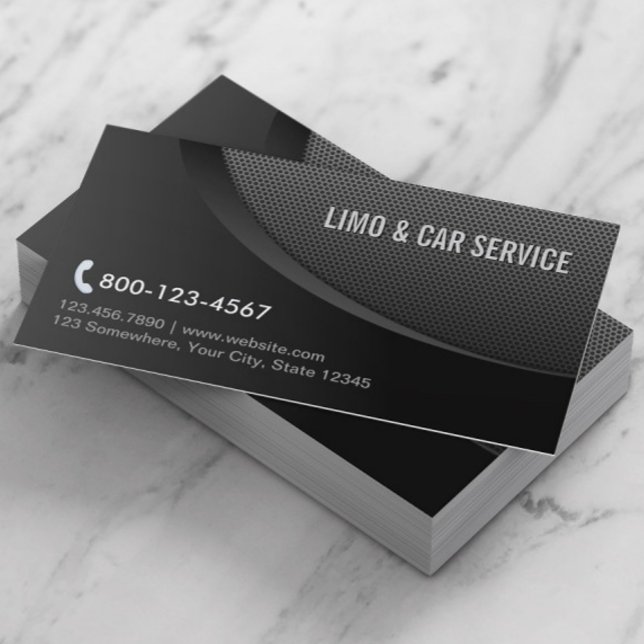 Modern Black Metal Limo & Car Service Business Card (Creator Uploaded)