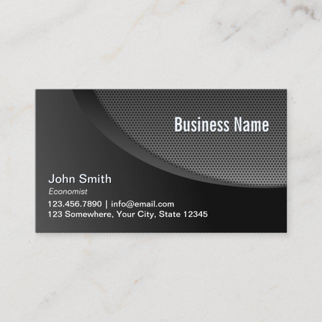 Modern Black Metal Mesh Economist Business Card (Front)