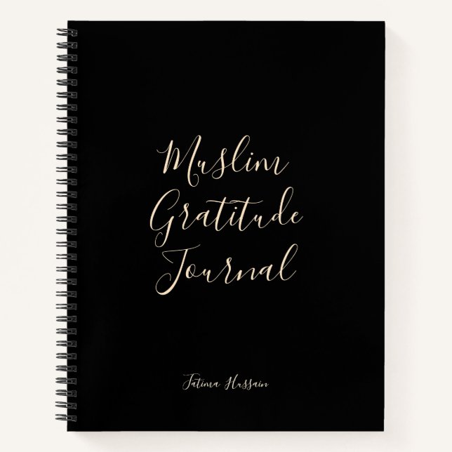 Modern Black Minimal Muslim Gratitude Journal (Front)