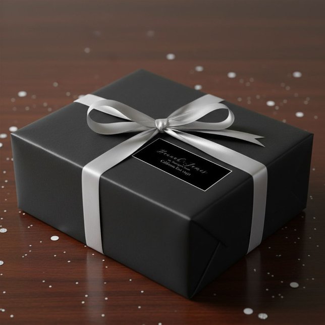  Modern Black Minimal Script Return Address label (Creator Uploaded)