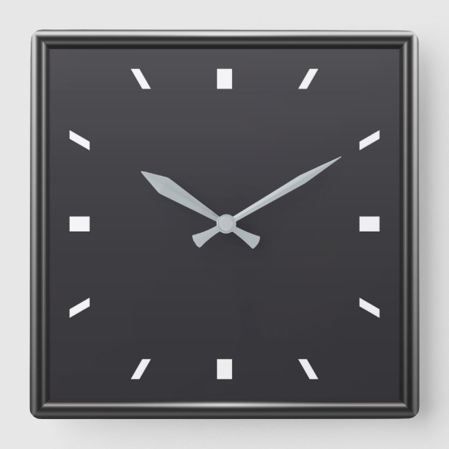 Modern Black Minimalist Design Square Wall Clock (Front)