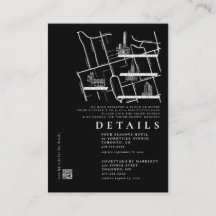Modern Black Minimalist Details Wedding Invitation
