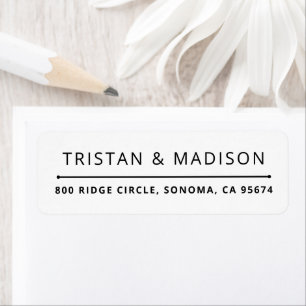 Modern Black Minimalist Elegant Return Address Label