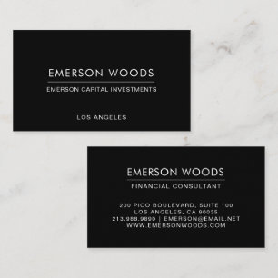 Modern Black Minimalist Financial Consultant Business Card