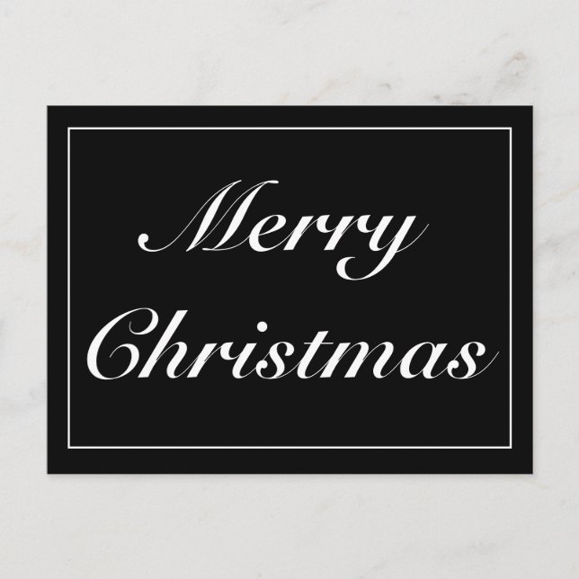 Modern Black Minimalist Merry Christmas Greeting Announcement Postcard (Front)