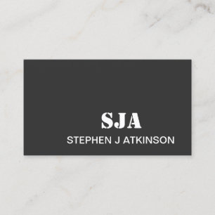 Modern Black Minimalist Professional Initials Business Card