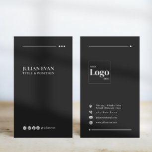 Modern Black Minimalist Professional LinkedIn Business Card