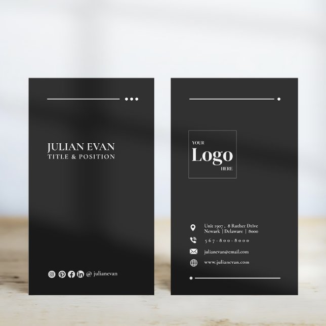 Modern Black Minimalist Professional LinkedIn Business Card (Creator Uploaded)