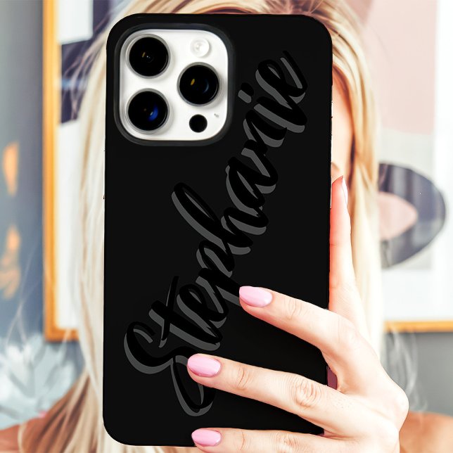 Modern Black Minimalist Script Name Case-Mate iPhone Case (Creator Uploaded)