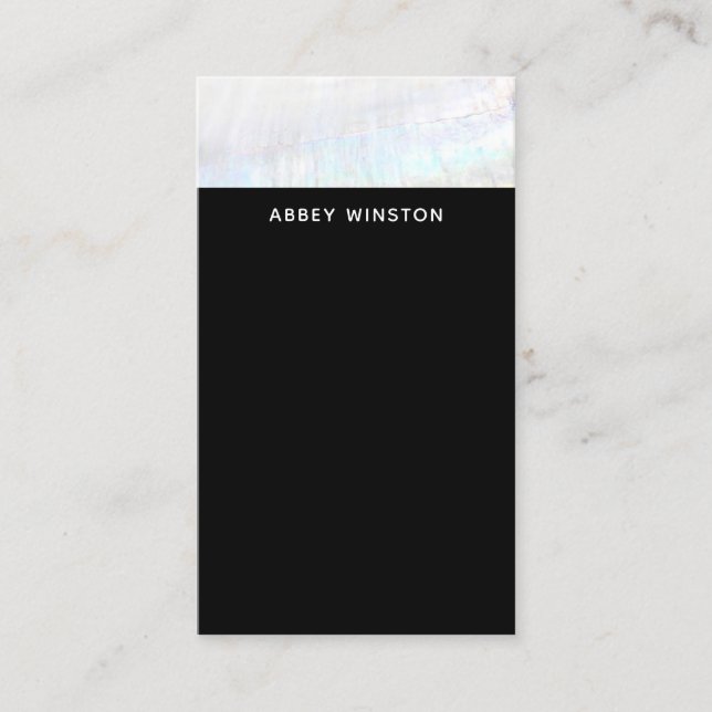 Modern Black Minimalist Seashell Stripe Business Card (Front)