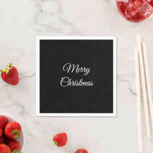 Modern black minimalist solid Christmas holiday Napkin