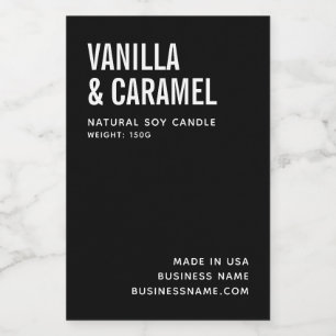 Modern black minimalist soy candle product label