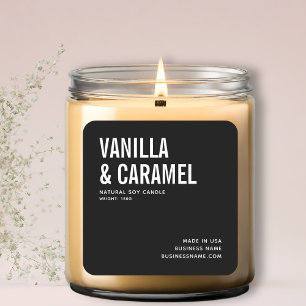 Modern black minimalist soy candle product label