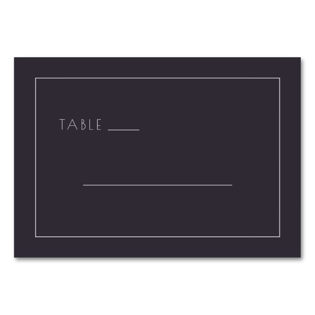 Modern Black Minimalist Table Sign Number (Front)