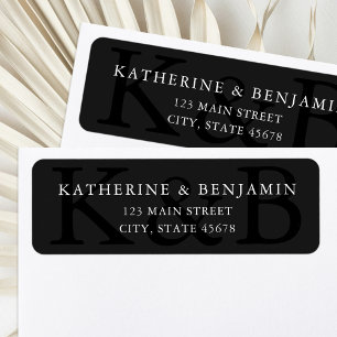 Modern Black Minimalist Wedding Return Address Label