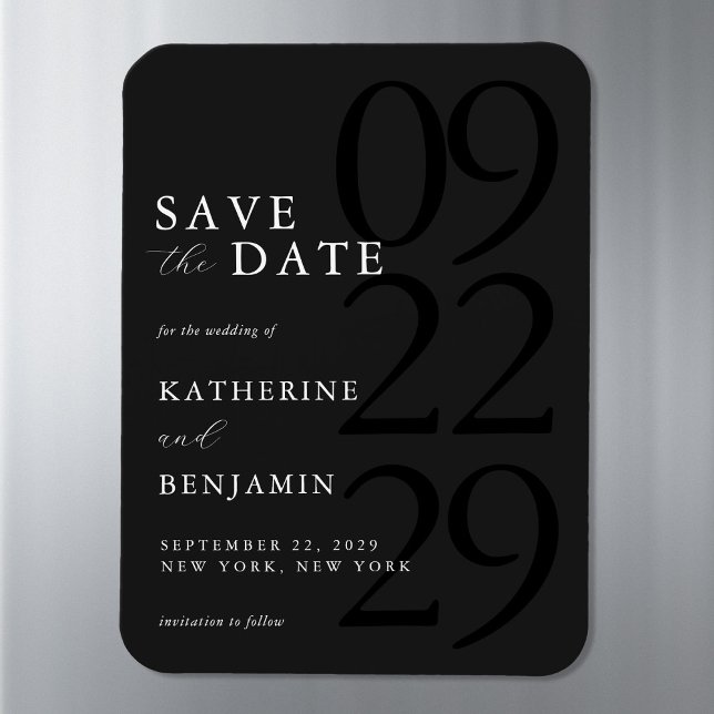 Modern Black Minimalist Wedding Save the Date Magnet (Creator Uploaded)